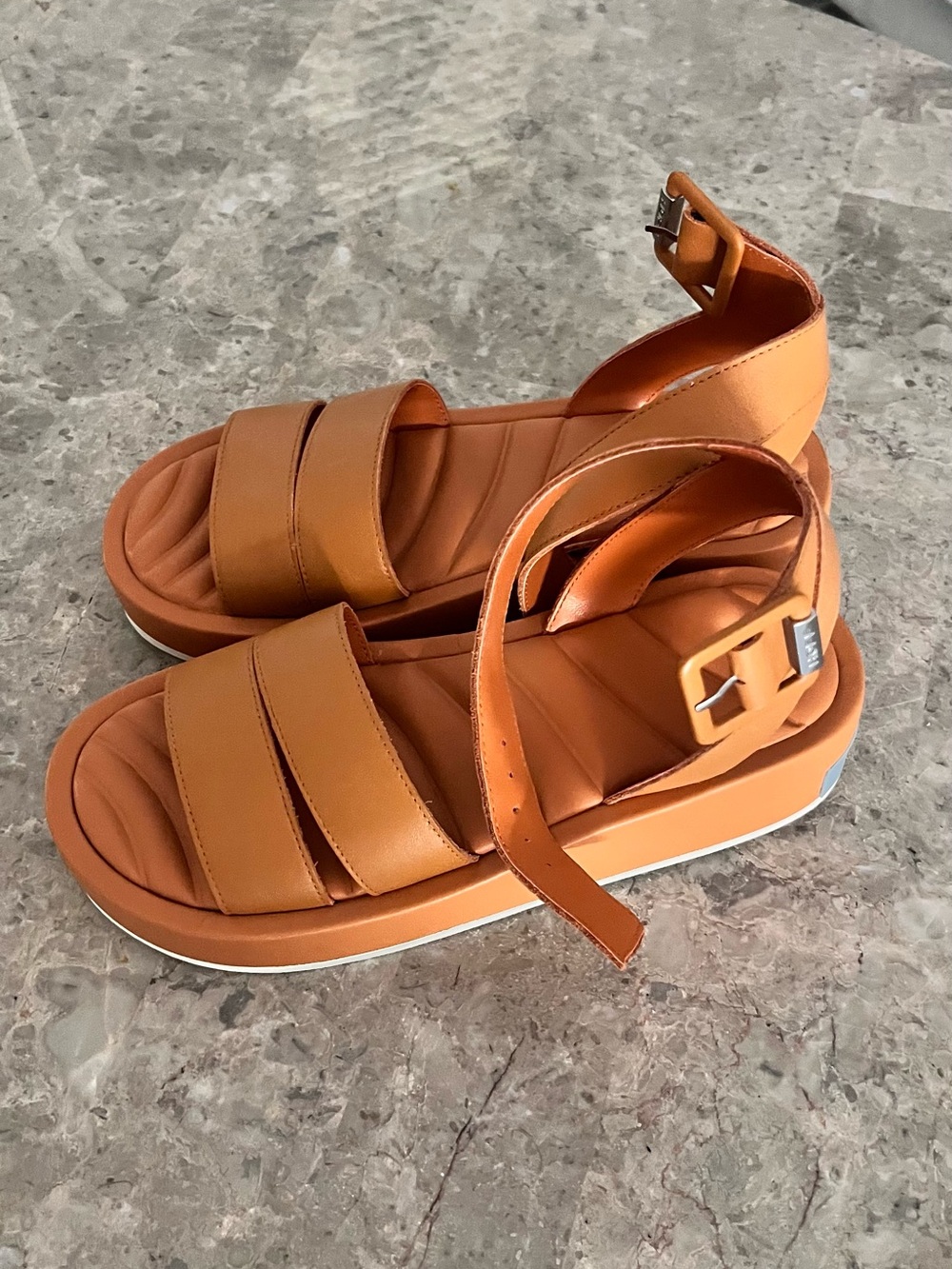 Women’s Tan Strappy Padded Sandals with Buckle - Picture 4 of 5